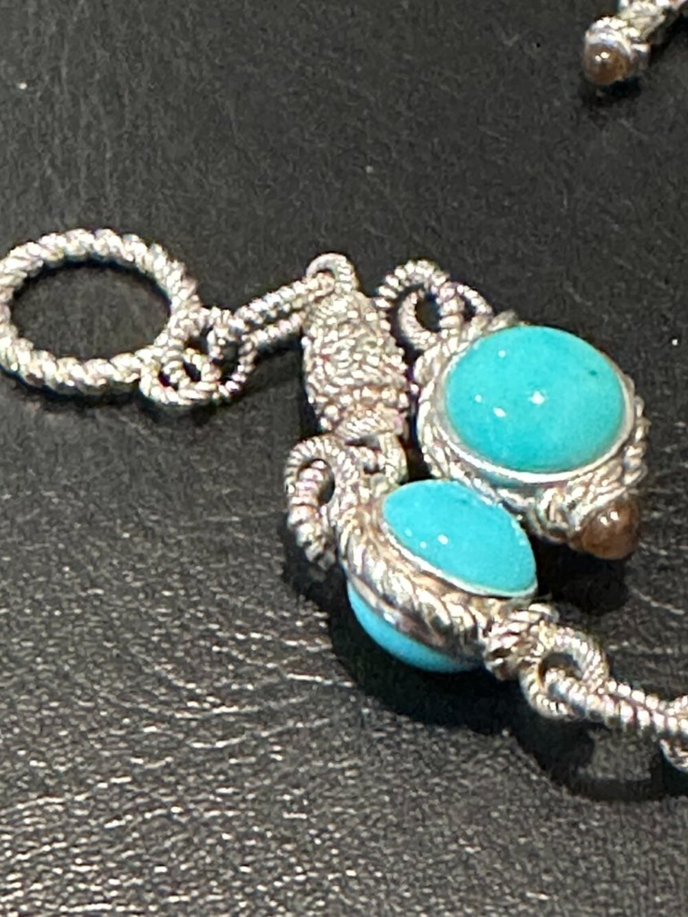 Judith Ripka Turquoise Sleeping Beauty 7.5" Toggle Bracelet with Charm 33g. - Picture 15 of 15